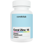 Zinc 15 - immuunsus, nahk, viirused,  tsink 15mg - 100tbl CoralClub